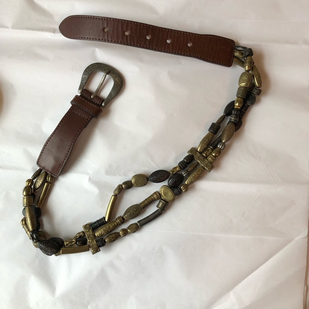 The Limited Leather Beaded Belt Sz M
